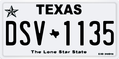 TX license plate DSV1135