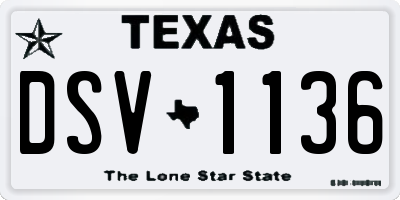 TX license plate DSV1136