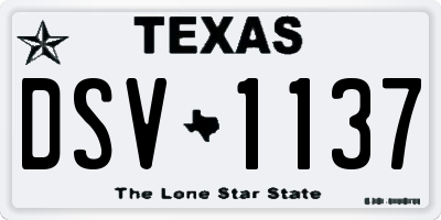 TX license plate DSV1137