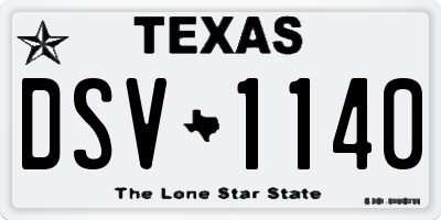 TX license plate DSV1140