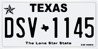 TX license plate DSV1145