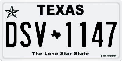 TX license plate DSV1147