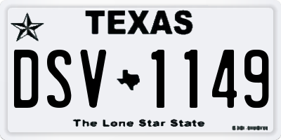TX license plate DSV1149