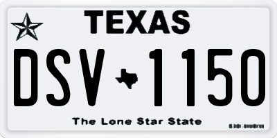 TX license plate DSV1150