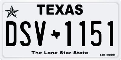 TX license plate DSV1151