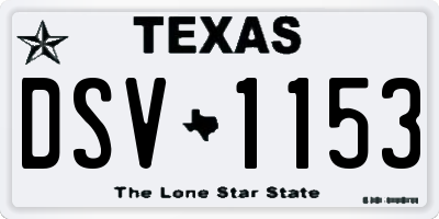 TX license plate DSV1153