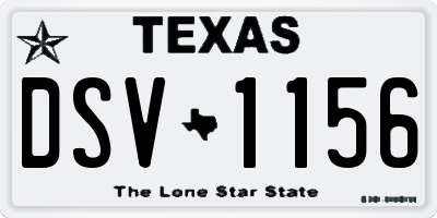 TX license plate DSV1156