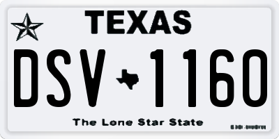 TX license plate DSV1160