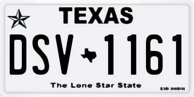 TX license plate DSV1161