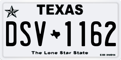 TX license plate DSV1162