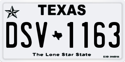 TX license plate DSV1163