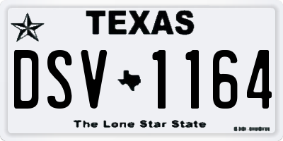 TX license plate DSV1164