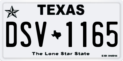 TX license plate DSV1165