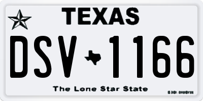 TX license plate DSV1166