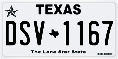 TX license plate DSV1167