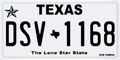 TX license plate DSV1168