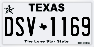 TX license plate DSV1169