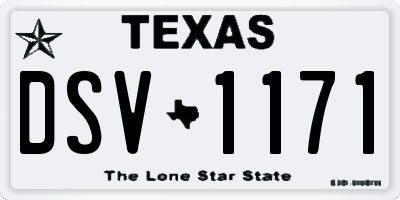 TX license plate DSV1171