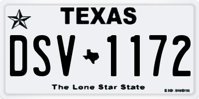 TX license plate DSV1172