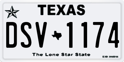 TX license plate DSV1174