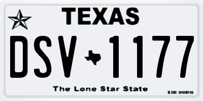 TX license plate DSV1177