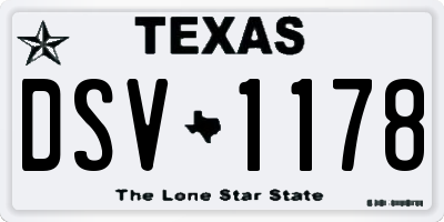 TX license plate DSV1178