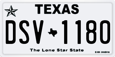 TX license plate DSV1180