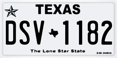 TX license plate DSV1182