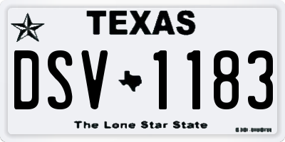 TX license plate DSV1183