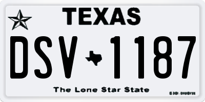 TX license plate DSV1187