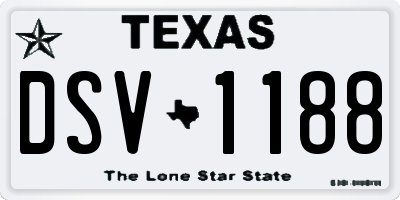 TX license plate DSV1188