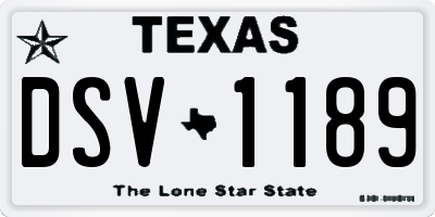 TX license plate DSV1189
