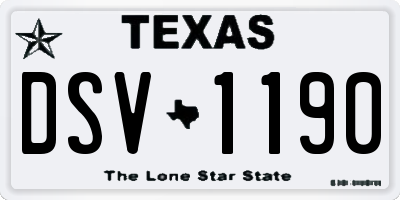 TX license plate DSV1190