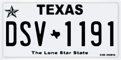 TX license plate DSV1191