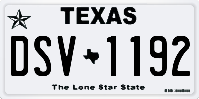 TX license plate DSV1192