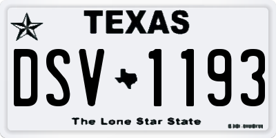 TX license plate DSV1193