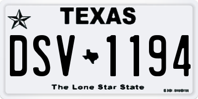 TX license plate DSV1194