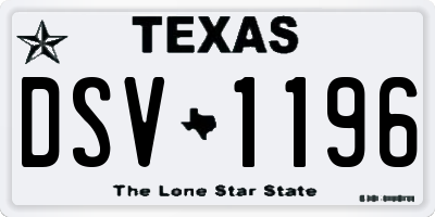TX license plate DSV1196
