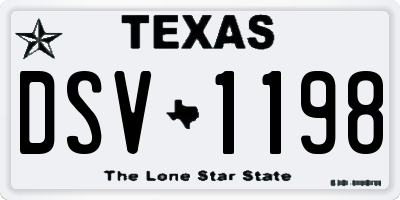 TX license plate DSV1198