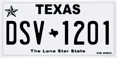 TX license plate DSV1201