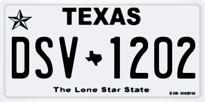 TX license plate DSV1202