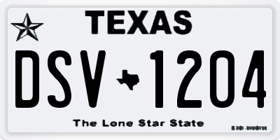 TX license plate DSV1204