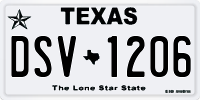 TX license plate DSV1206