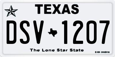TX license plate DSV1207