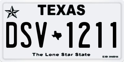 TX license plate DSV1211