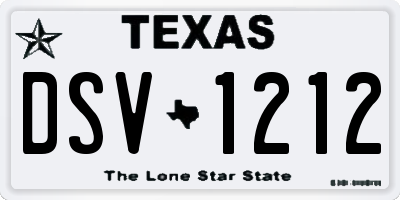 TX license plate DSV1212