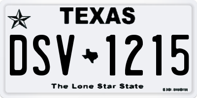 TX license plate DSV1215