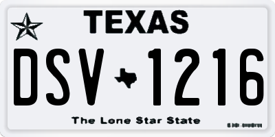 TX license plate DSV1216