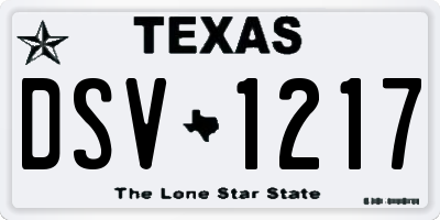 TX license plate DSV1217