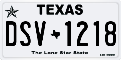 TX license plate DSV1218